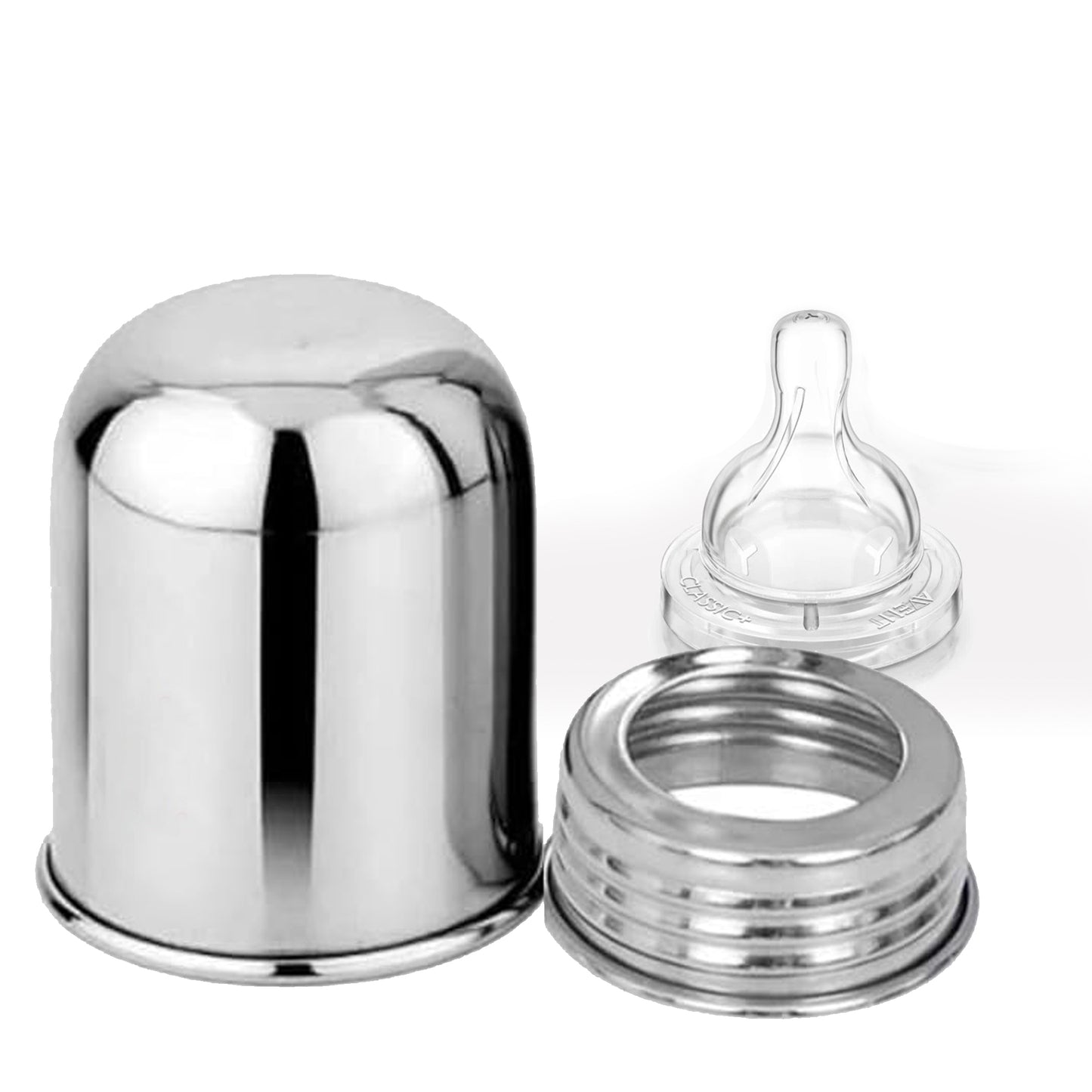 VParents Grade 304 Bullet Stainless Steel Baby Feeding Bottle -200 ml