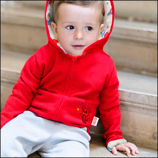 blue and red jacket