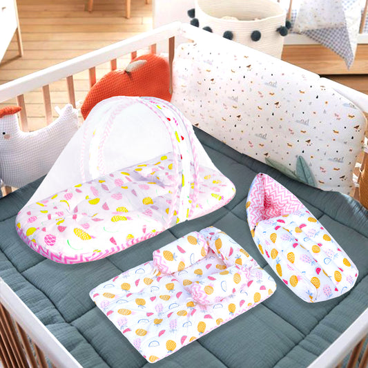 VParents fruity Baby 4 Piece Bedding Set with Pillow and Bolsters Sleeping Bag and Bedding Set Combo