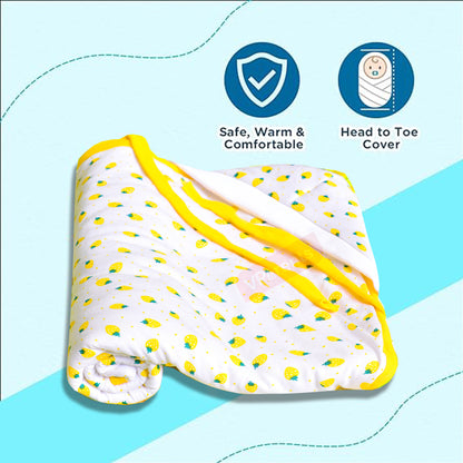Vparents Huey New Born Baby Hooded Wrapper Blanket (Pack of 2)