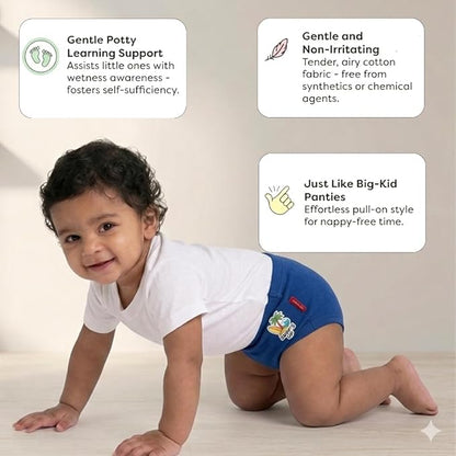 VParents Bloomer for Kids Unisex, 100% Pure Cotton Soft & Breathable Underwear Bloomers for Baby Comfortable & Durable - Dark Blue 1-2 years