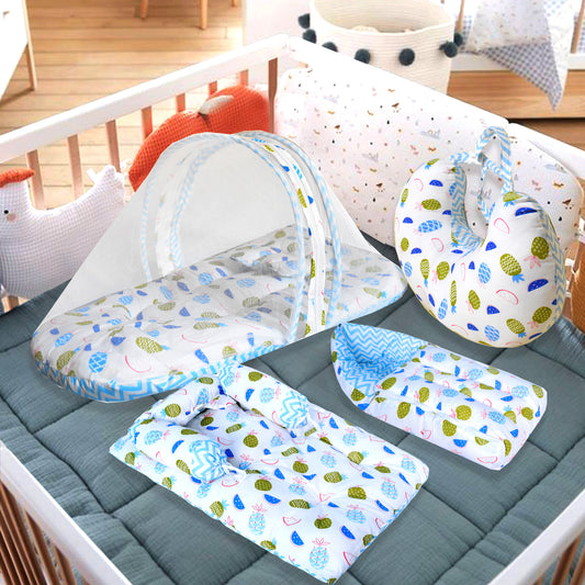 Fruitie Baby 4 Piece Bedding Set with Pillow and Bolsters Sleeping Bag and Bedding Set and Feeding Pillow Combo