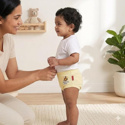 VParents Bloomer for Kids Unisex, 100% Pure Cotton Soft & Breathable Underwear Bloomers for Baby Comfortable & Durable - beige 1-2 years