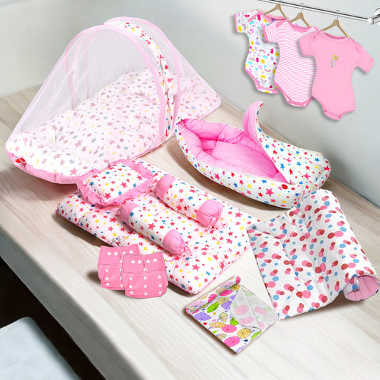 Newborn Hospital kit for baby girl pack of 10 (pink)