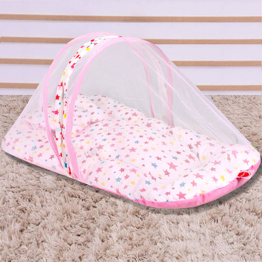 VParents Joy Baby Bed with Mosquito Net with Zip Closure & Neck Pillow, Baby Bedding for New Born