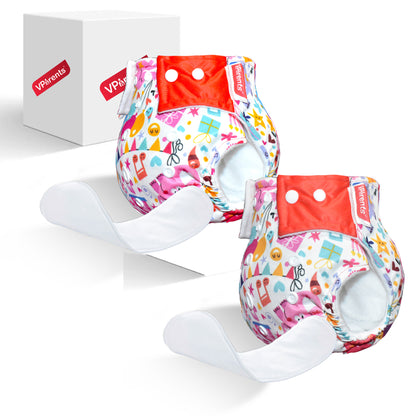 Jumbo Print Reusable and Adjustable Cloth Diapers With Insert (Pack of 2) (Jumbo)