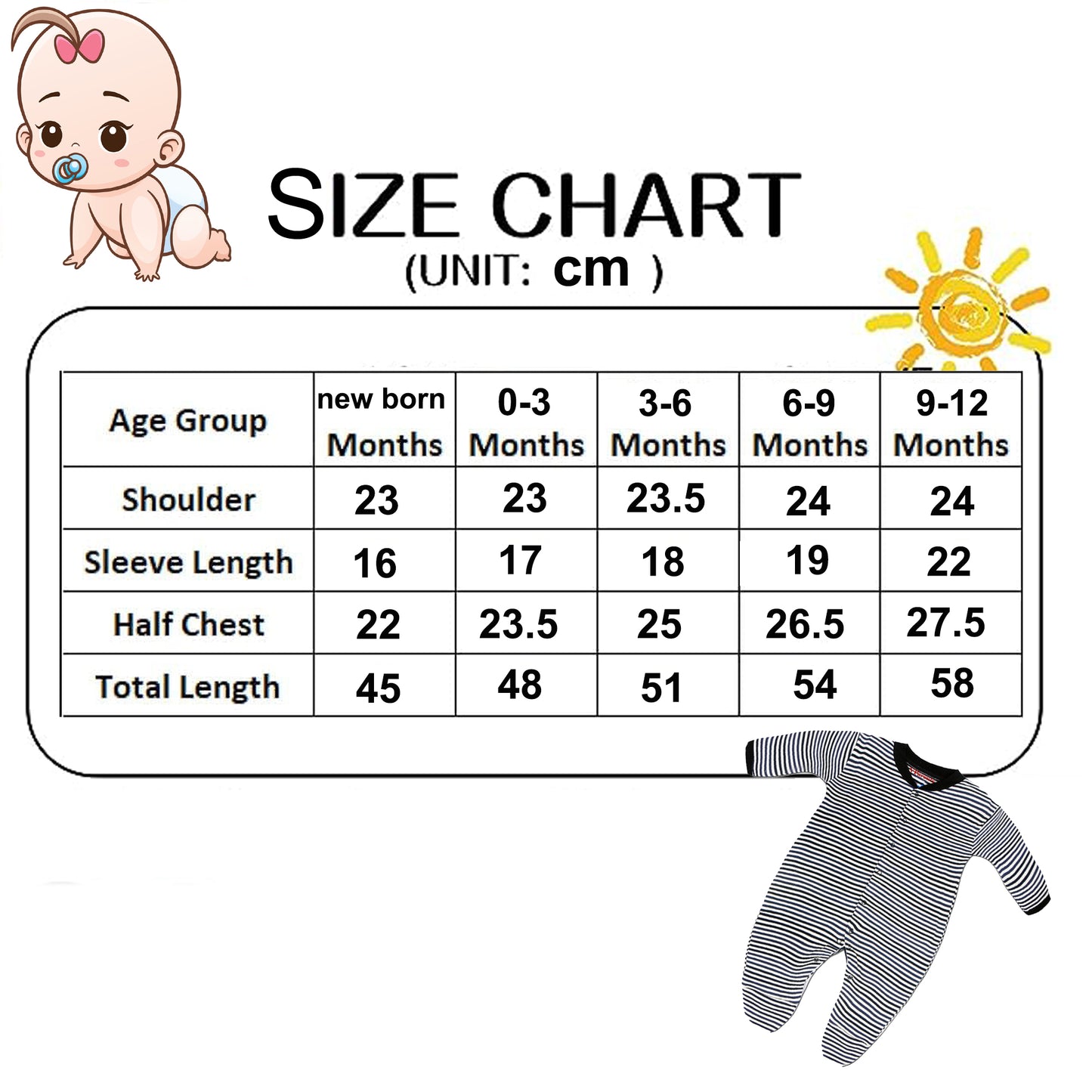 Full Length Printed Baby Footies Sleepsuit Romper Pack of 3-(Black) VParents