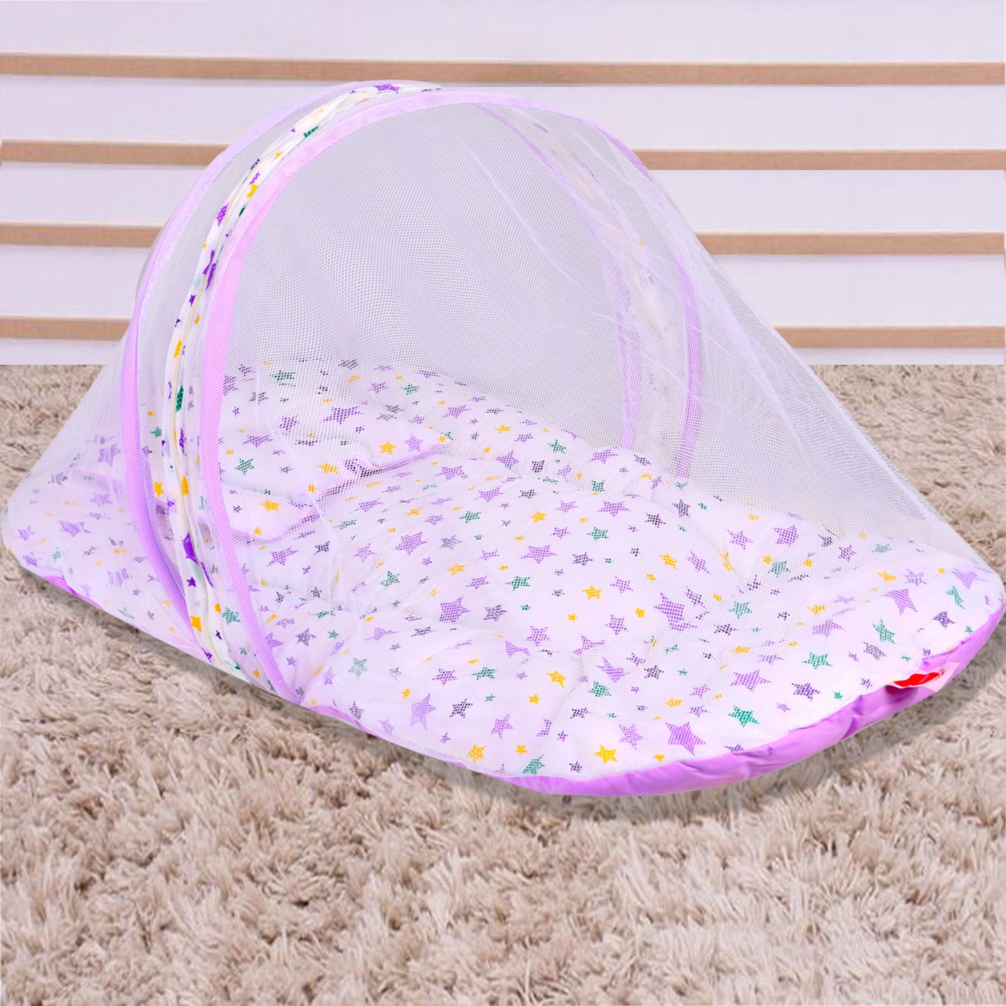 VParents Joy Baby Bed with Mosquito Net with Zip Closure & Neck Pillow, Baby Bedding for New Born