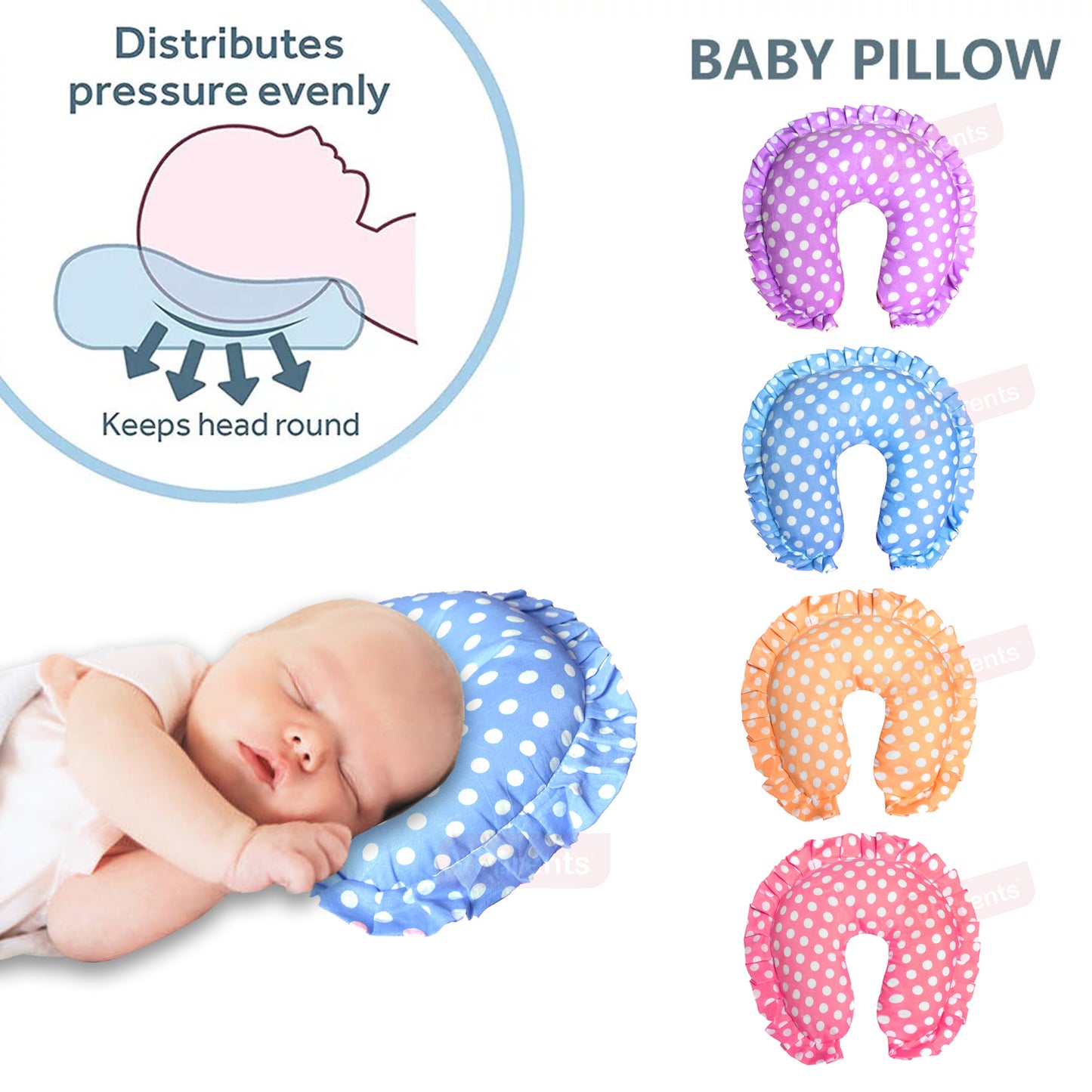 VParents Neck Support Soft Pillow for New Born Baby U Shape Pillow (Pack of 2)