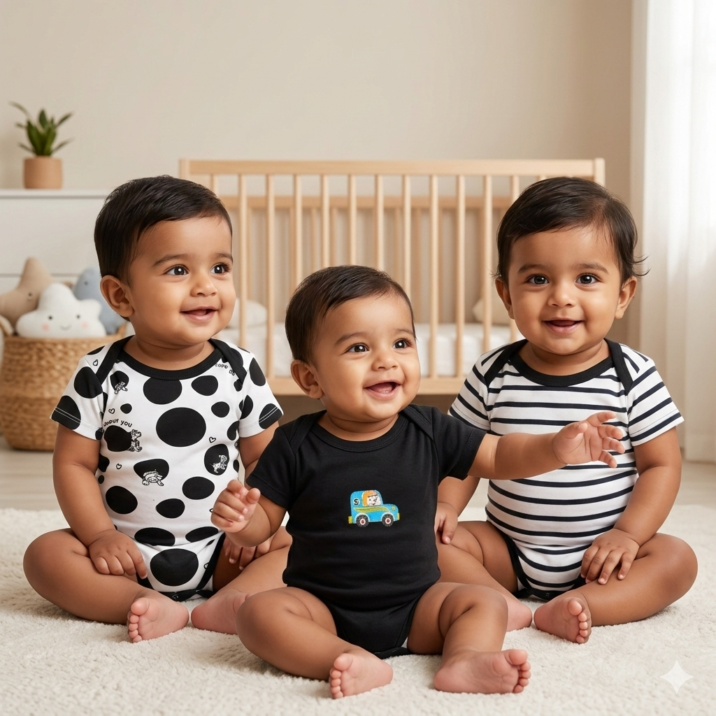 VParents bodice sleeveless Baby Romper Body Suits Jump Suit for Boys and Girls Set of 3