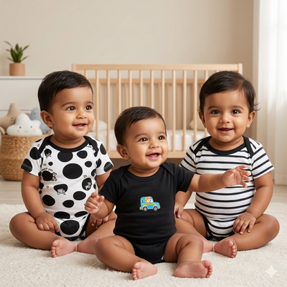 VParents bodice sleeveless Baby Romper Body Suits Jump Suit for Boys and Girls Set of 3