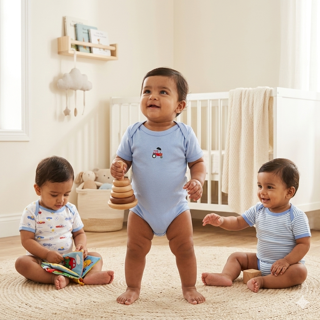 VParents bodice sleeveless Baby Romper Body Suits Jump Suit for Boys and Girls Set of 3