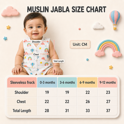 VParents Organic 100% Cotton Muslin Sleeveless button Jhabla for Boys & Girls ,Summerwear Jabala ,Sleeveless Vest Assorted