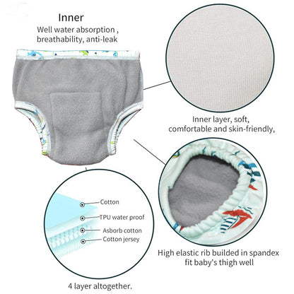 VParents Padded Underwear for Babies and Toddlers with 3 Layers of Cotton Padding Potty Training  Pull Up & Diaper-Free Time Pack of 4
