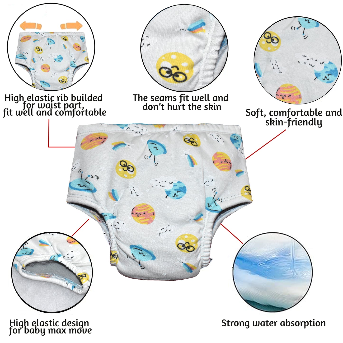 VParents Padded Underwear for Babies and Toddlers with 3 Layers of Cotton Padding Potty Training  Pull Up & Diaper-Free Time Pack of 5