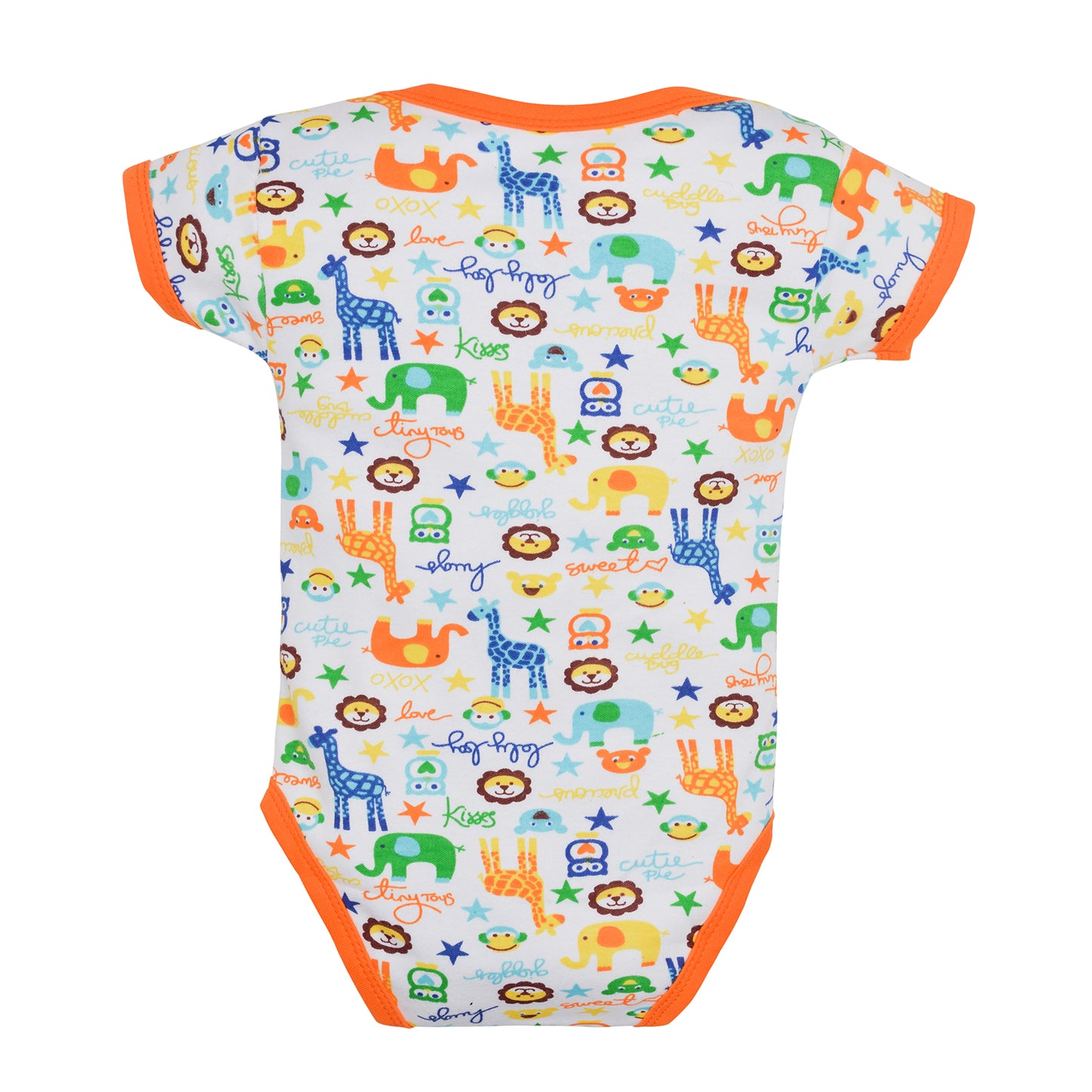 Bodice Half Sleeves Baby Romper Body Suits Jump Suit for Boys and Girls Set of 3 (Orange)