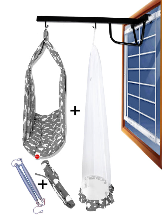 Sunny Baby Swing Cradle with Mosquito net Spring and Metal Window Cradle Hanger