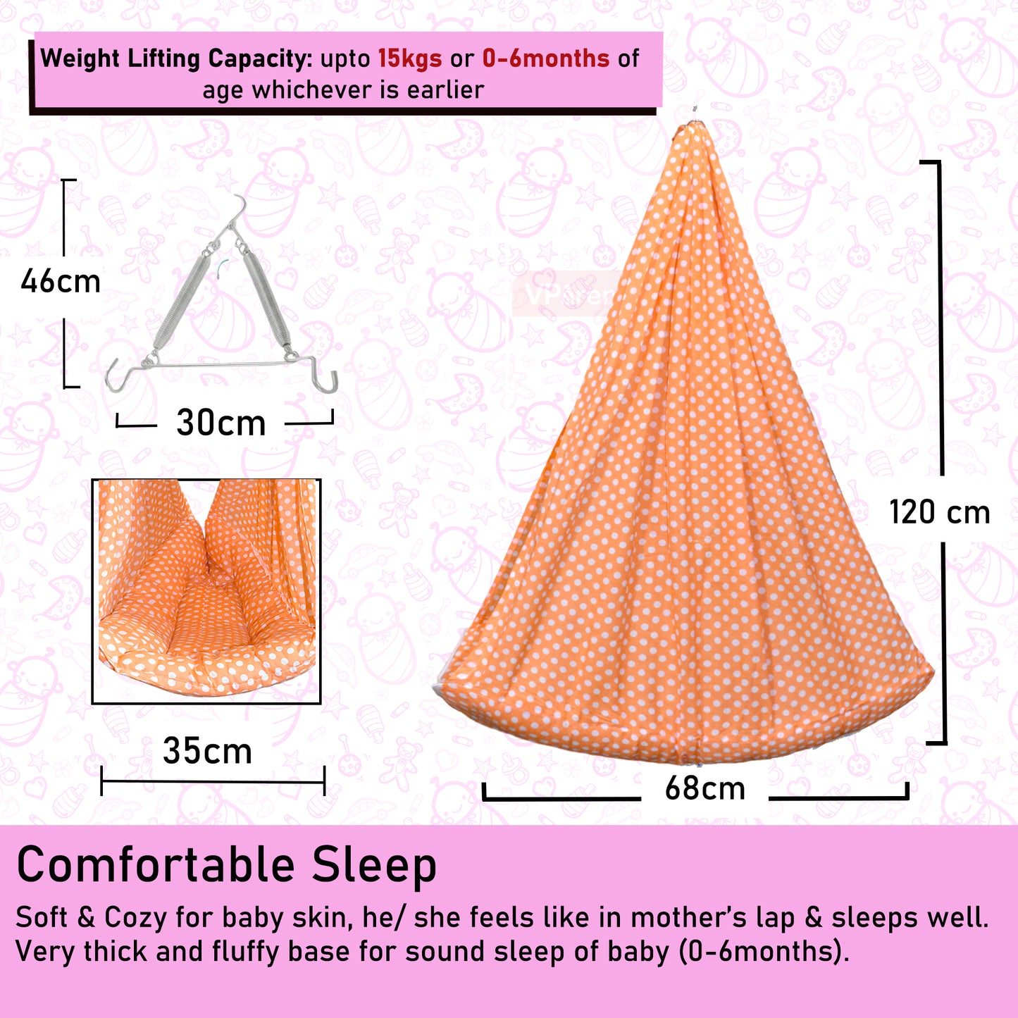 VParents Toddler Baby Swing Cradle with Mosquito Net and Spring
