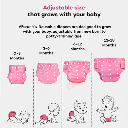 Solid Washable Reusable Adjustable pocket baby Cloth Diaper with insert VParents