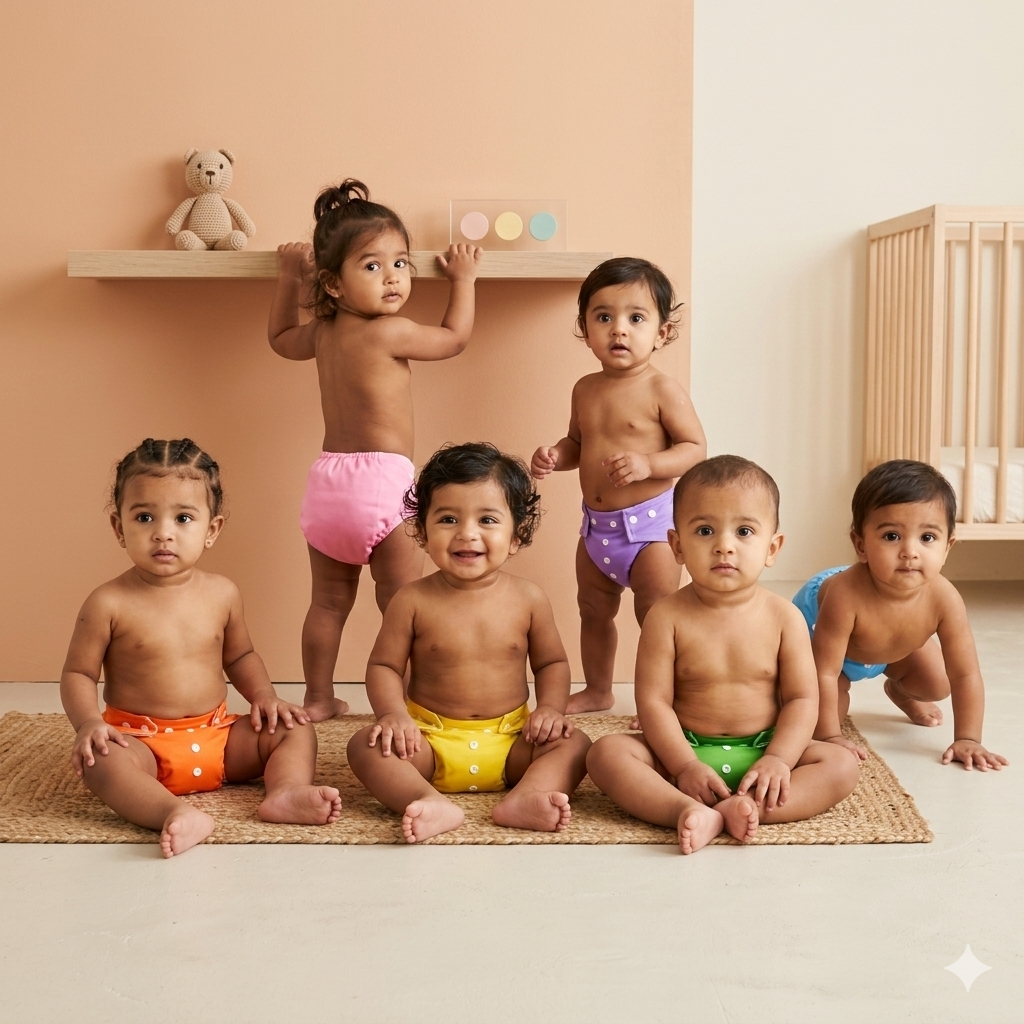 VParents  Reusable and Adjustable Cloth Diapers With ulta absorbent Insert with 5 layers- washable (Multi Colour)