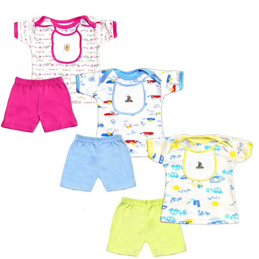 VParents Tshirts, Shorts and Bib Combo for newborns ( 0-3M)
