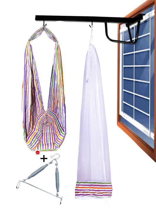VParents Neonate Baby Swing Cradle with Mosquito Net Spring and Metal Window Cradle Hanging Rod