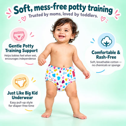 VParents Padded Underwear for Babies and Toddlers with 3 Layers of Cotton Padding Potty Training  Pull Up & Diaper-Free Time Pack of 4 (6 -12 months Unicorn car boat galaxy)