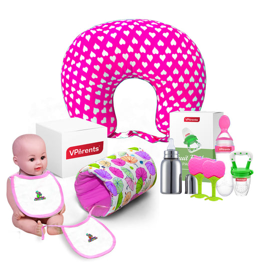 Feeding essentials for baby Girl pack of 9 (3M-12M)