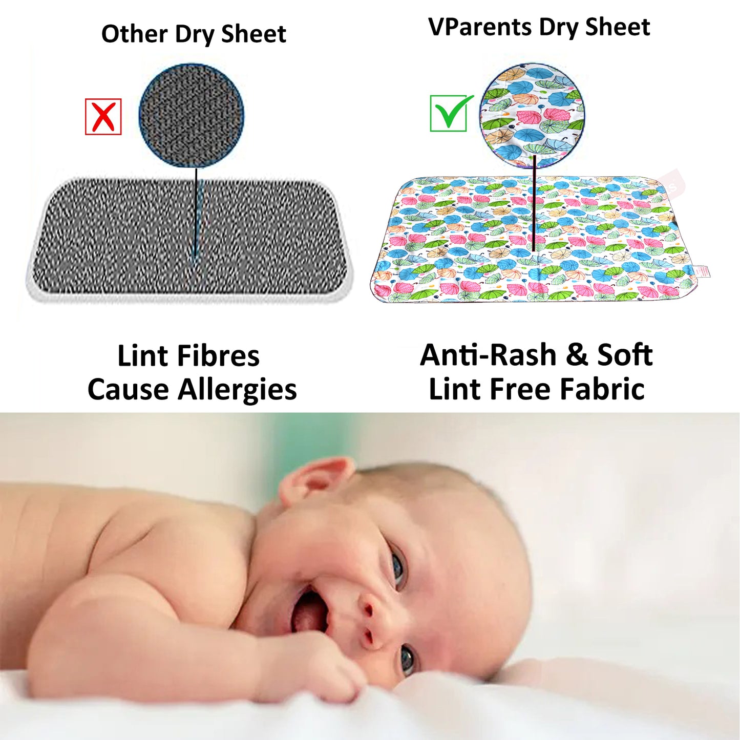 Vparents  Sleeping mats Water Proof Bed Protector with one Side Fabric New Born Baby(0-6) month