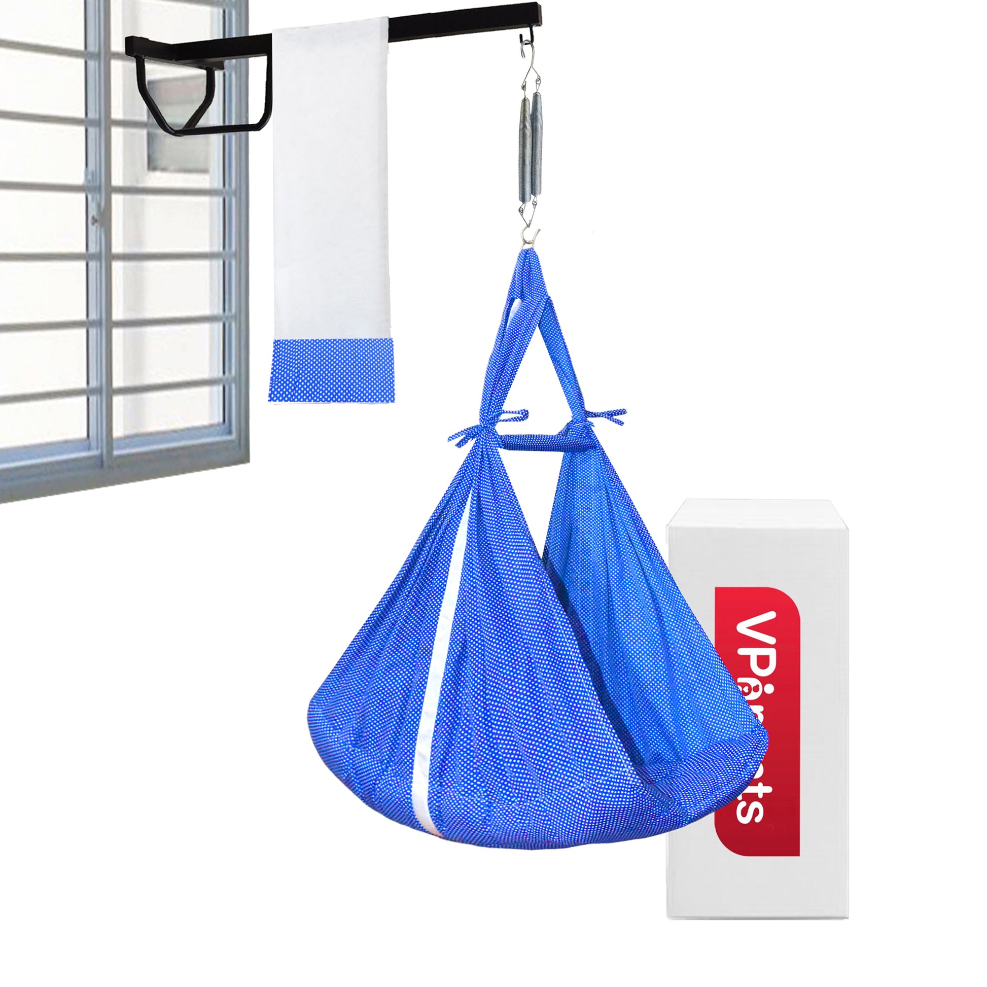 VParents Infant Baby Swing Cradle with Mosquito net Spring and Metal Window Cradle Hang VParents