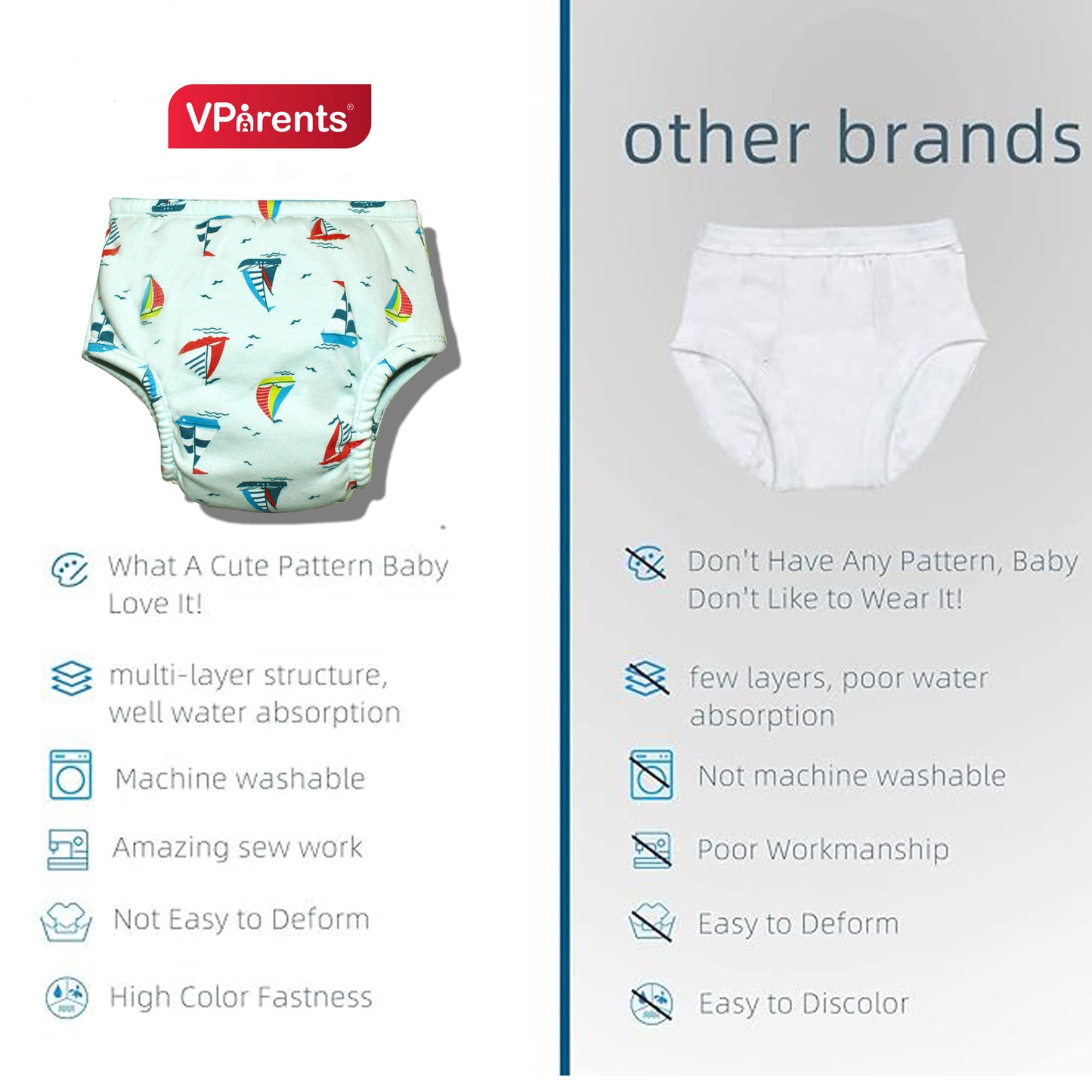 VParents Padded Underwear for Babies and Toddlers with 3 Layers of Cotton Padding Potty Training  Pull Up & Diaper-Free Time (PRINTS MAY VARY )