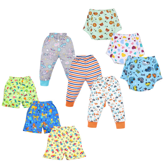 Vparents Cotton New Born Baby Boy's & Baby Girls Bottomwear - Multicolor - pack of 9  Assorted Design