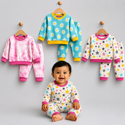 VParents  100% cotton Baby and Kids Cotton Printed  Nightwear