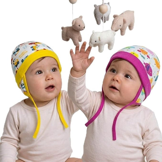 Vparents Cotton Cap For New Born Baby Baby Boy&Girl (0-6 Months)-Pack Of 2 Multicolor - Assorted Design