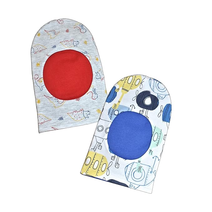 VParents Cotton Baby Boys and Girls Reversible Monkey Cap -assorted colour