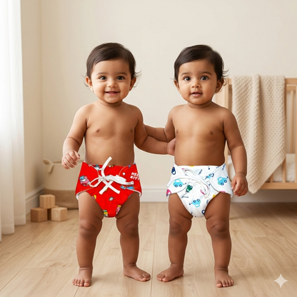 VParents DryFeel Baby Langot  l Cotton Modern Baby Nappy l Mess-free Langot with soft Elastics l DryFeel Top Layer l Diaper-free Time Essential