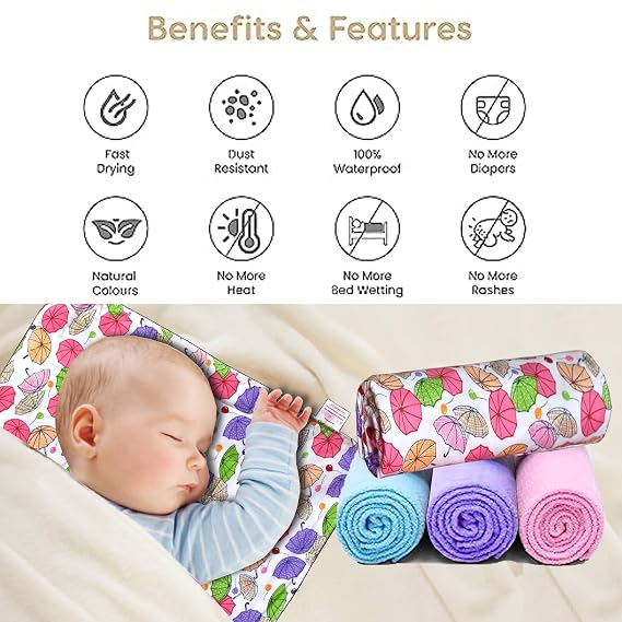 Vparents  Sleeping mats Water Proof Bed Protector with one side fabric New Born Baby (65cm x 45 cm) (0-6 Months)