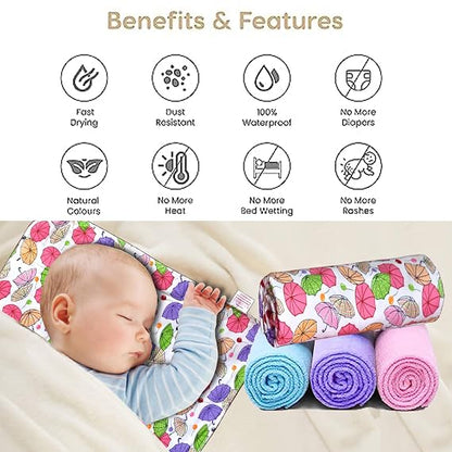 Vparents  Sleeping mats Water Proof Bed Protector with one side fabric New Born Baby (65cm x 45 cm) (0-6 Months)
