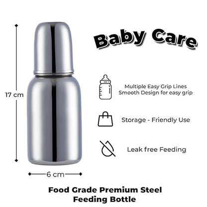 VParents Grade 304 Bullet Stainless steel baby feeding bottle - 200ml