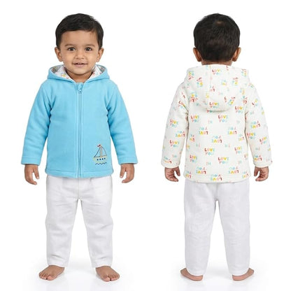 VParents Full Sleeve Winter Cotton Reversible Hooded Jacket for Unisex Baby kids, Toddler- Sweater for Girls Boys.