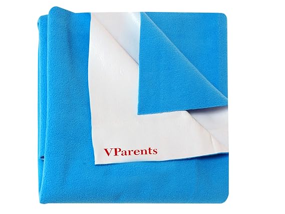 VParents Chubby Cheeks Water Proof Baby Bed Protector Reusable Dry Sheet (Pink and Blue) (Large) (100 X 140) Pack of 2