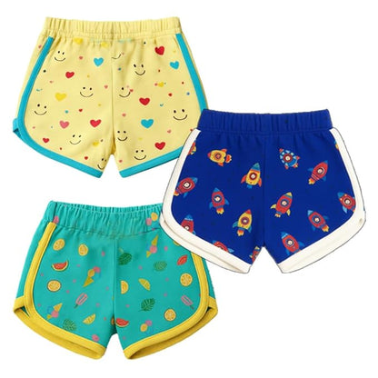 VParents Cotton Girls Baby Shorts for Infant and Toddler Printed - Multi-Coloured
