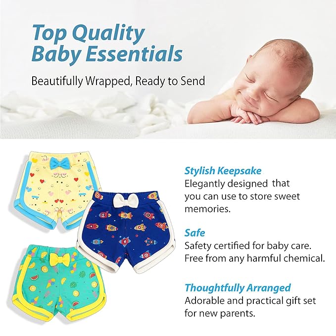 VParents Cotton Girls Baby Shorts for Infant and Toddler Printed - Multi-Coloured