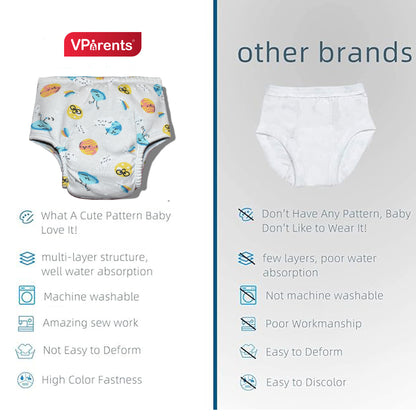 VParents Padded Underwear for Babies and Toddlers with 3 Layers of Cotton Padding Potty Training  Pull Up & Diaper-Free Time (PRINTS MAY VARY )