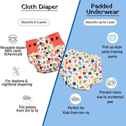 VParents Padded Underwear for Babies and Toddlers with 3 Layers of Cotton Padding Potty Training  Pull Up & Diaper-Free Time Galaxy