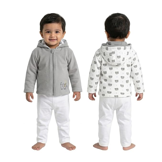 VParents Full Sleeve Winter Cotton Reversible Hooded Jacket for Unisex Baby kids, Toddler- Sweater for Girls Boys.