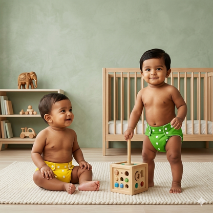 VParents  Reusable and Adjustable Cloth Diapers With ulta absorbent Insert with 5 layers- washable (Multi Colour)