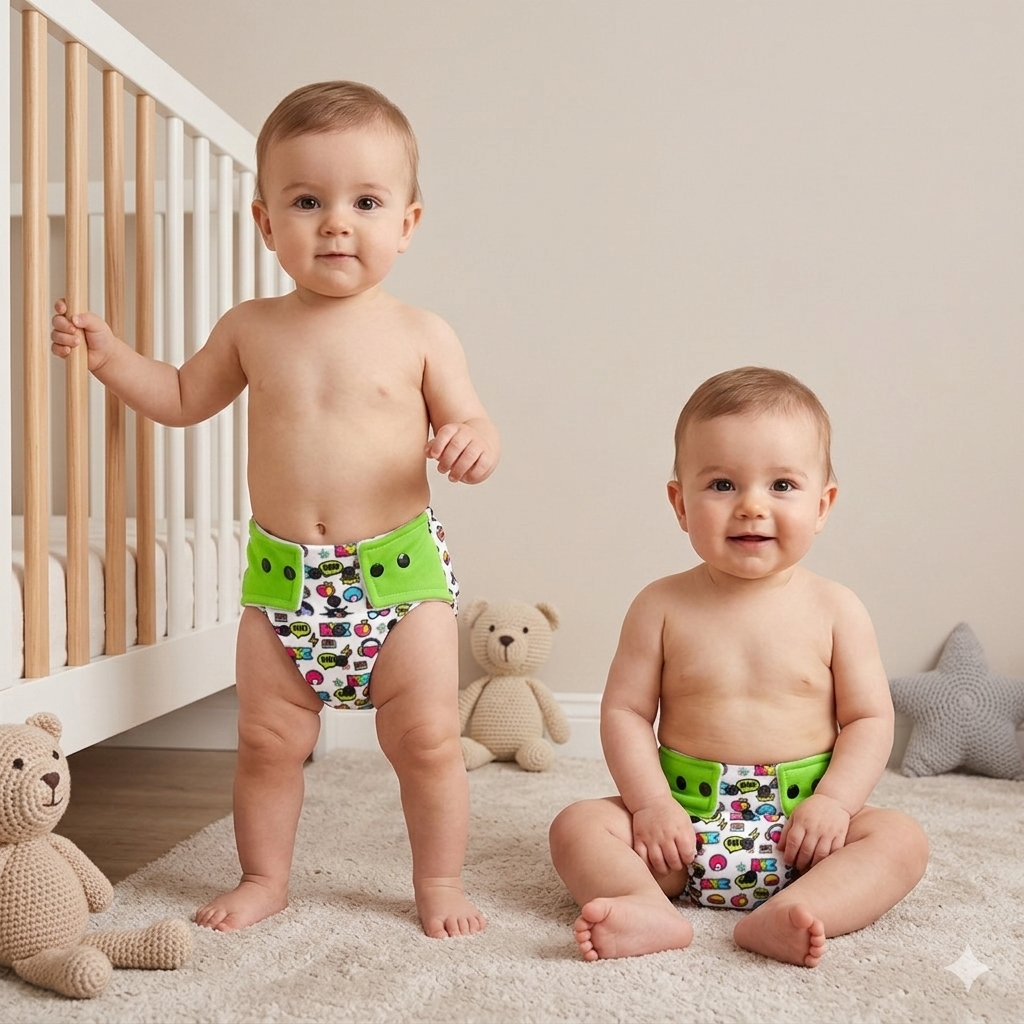 VParents  Reusable and Adjustable Cloth Diapers With ulta absorbent Insert with 5 layers- washable (Multi Colour)