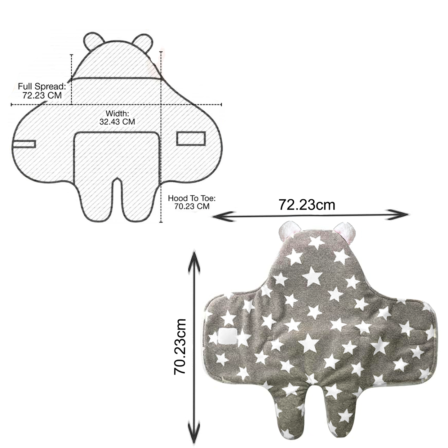 VParents  Soft Hooded Baby Blanket Wrapper for New Born (0-6months)