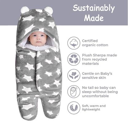 VParents  Soft Hooded Baby Blanket Wrapper for New Born (0-6months)